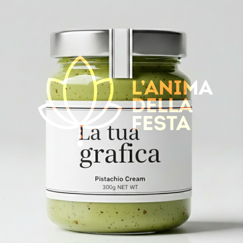 CREMA AL PISTACCHIO con etichetta personalizzata Vetro 200gr - Bomboniere, Regali e Gadget Personalizzati per Wedding e Eventi B2B