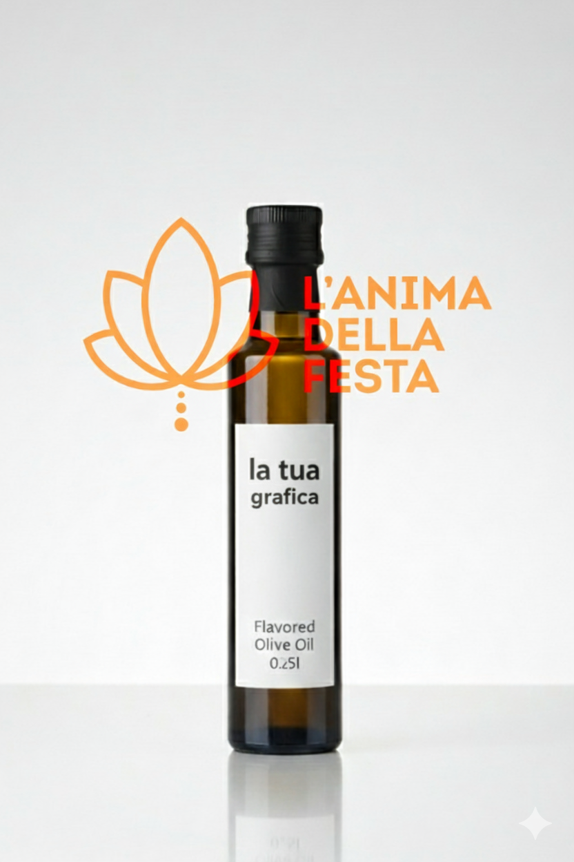 OLIO AROMATIZZATO AL PORCINO con Etichetta personalizzata Vetro 25cl - Bomboniere, Regali e Gadget Personalizzati per Wedding e Eventi B2B