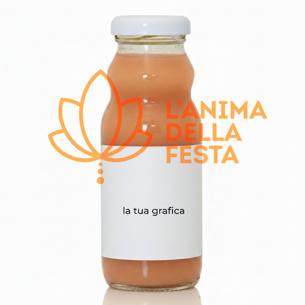 Pesca - Succo di frutta con Etichetta personalizzata Vetro 20cl - Bomboniere, Regali e Gadget Personalizzati per Wedding e Eventi B2B