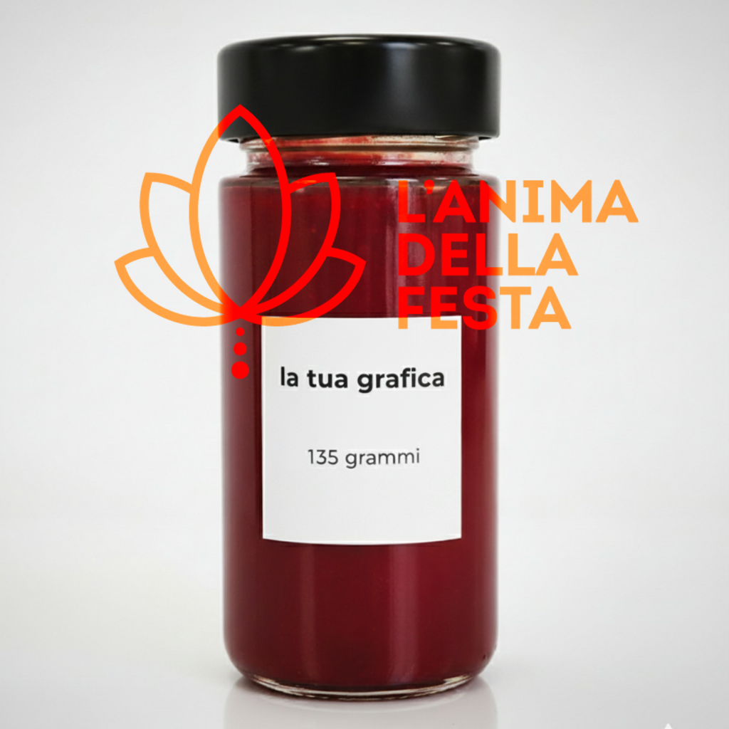 CONFETTURA DI FRAGOLA con Etichetta personalizzata Vetro 135gr - Bomboniere, Regali e Gadget Personalizzati per Wedding e Eventi B2B